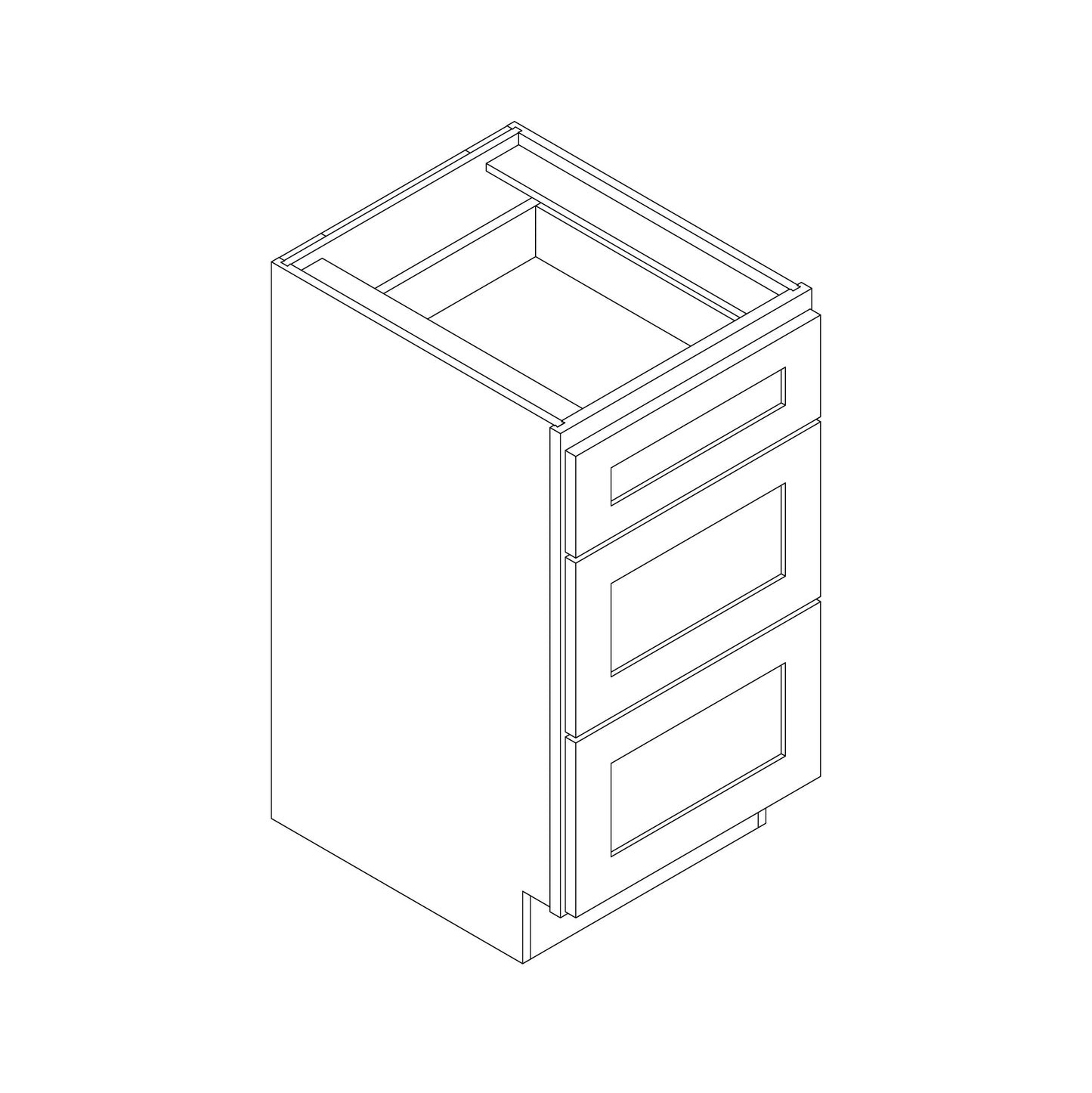 Vanity 3 Drawer Base 12" Wide 21" Deep 32.5" High