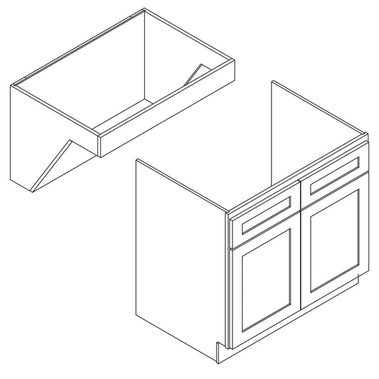 Sink Base 36" Wide, Two Drawer Front, Double Door, 32.5" High, (ADA)