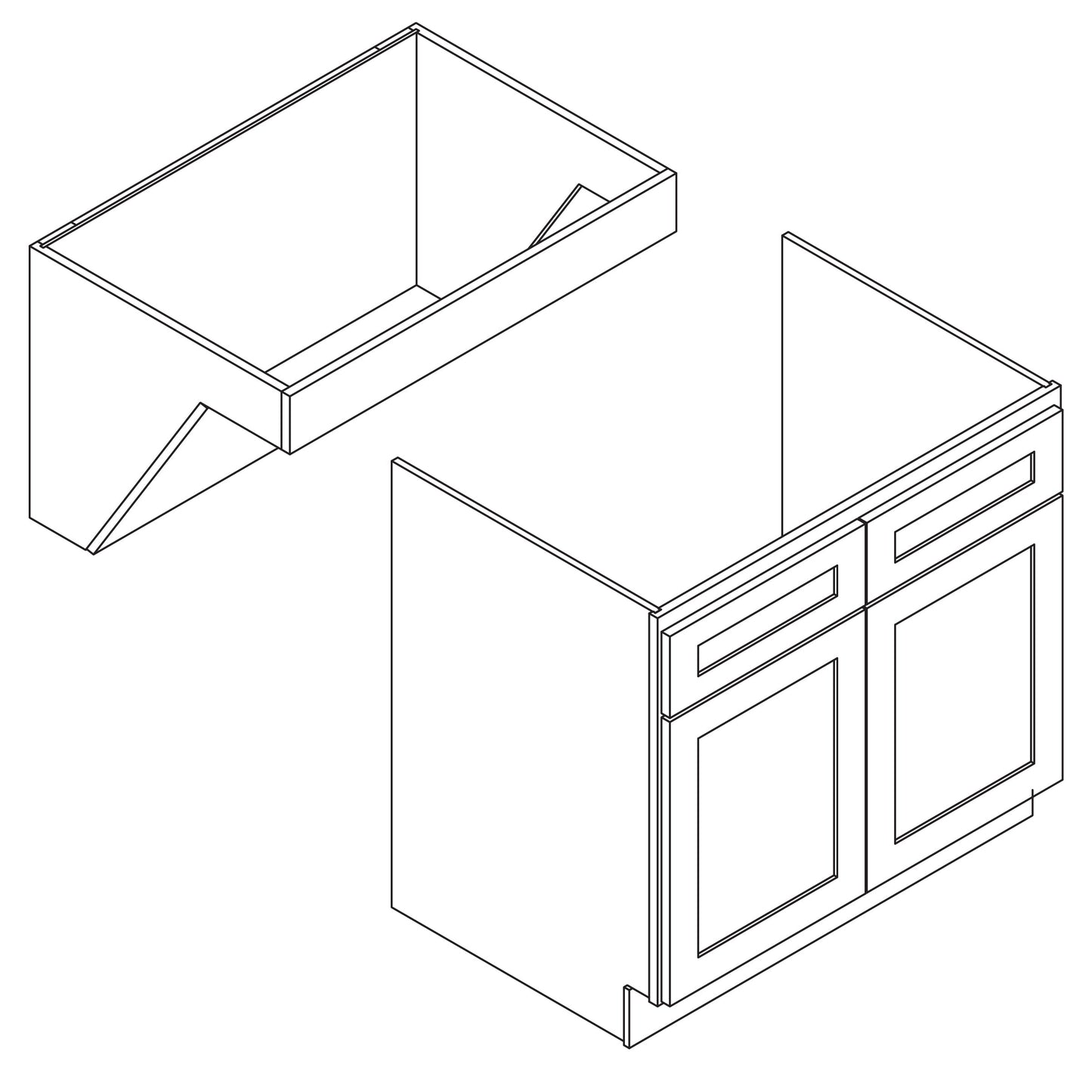 Base 36" Wide, Two Drawer, Double Door, 32.5" High, Removable, (ADA)