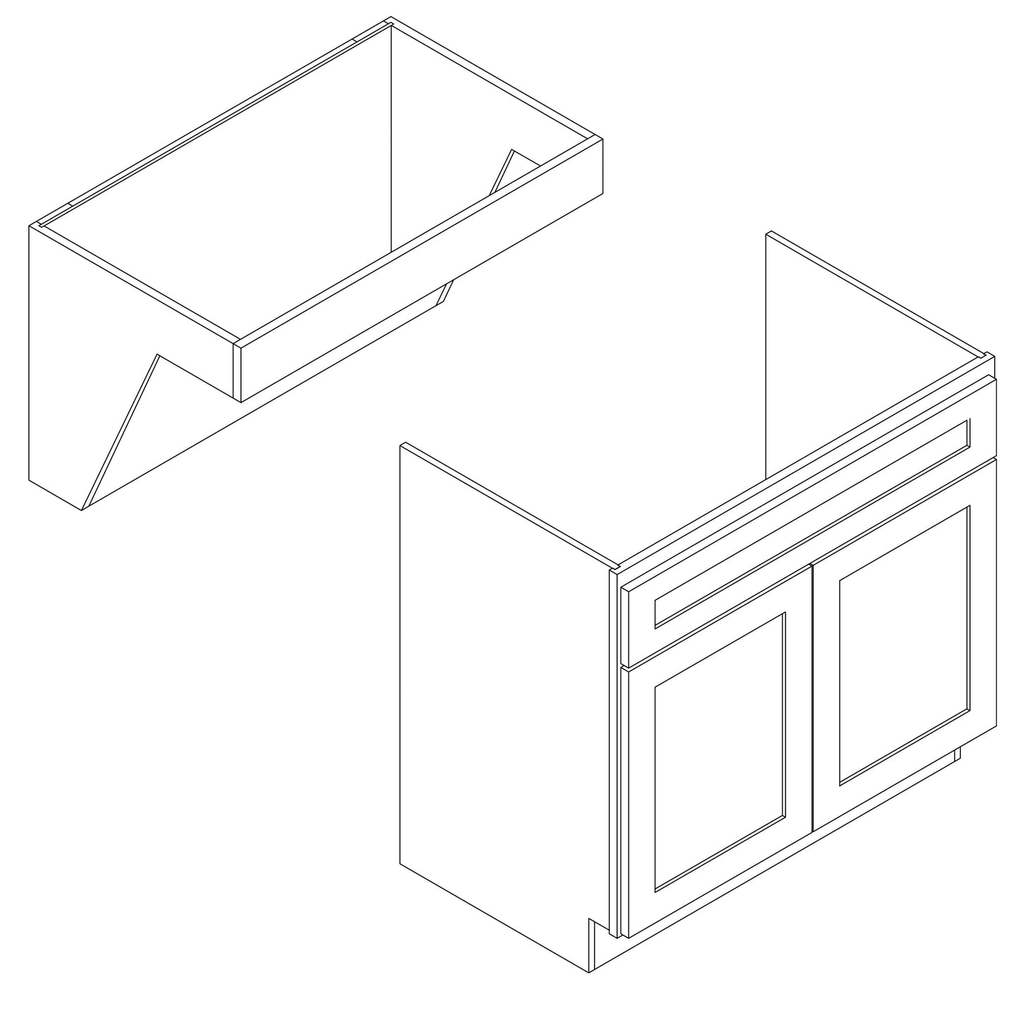 Vanity Sink Base 30" Wide 21" Deep 32.5" High, Removable, (ADA)