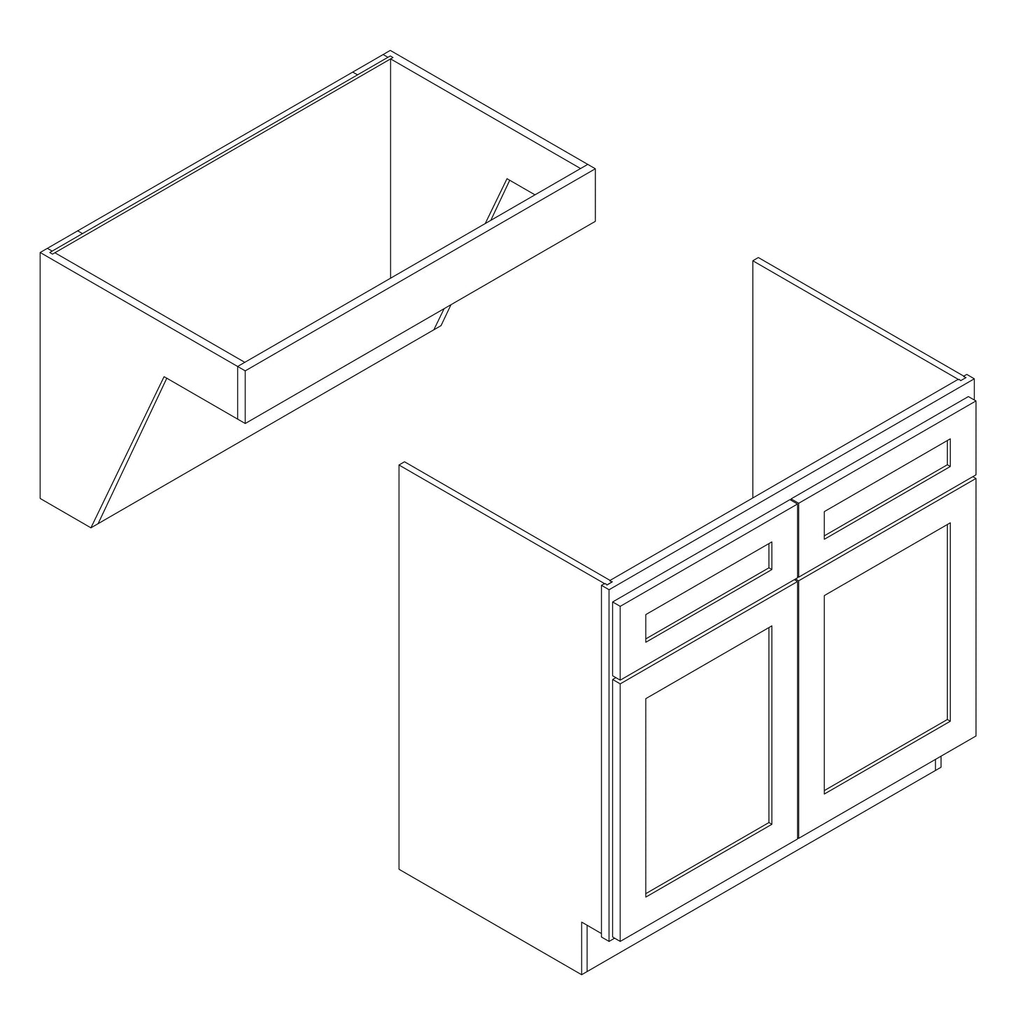 Vanity Sink Base 36" Wide 21" Deep 32.5" High, Removable, (ADA)