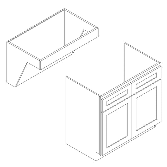 Vanity Sink Base 36" Wide 21" Deep 32.5" High, Removable, (ADA)